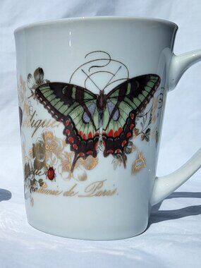 Set of 2 Fringe Studio Mugs French Calligraphy Butterfly Barnes Noble Whimsical
